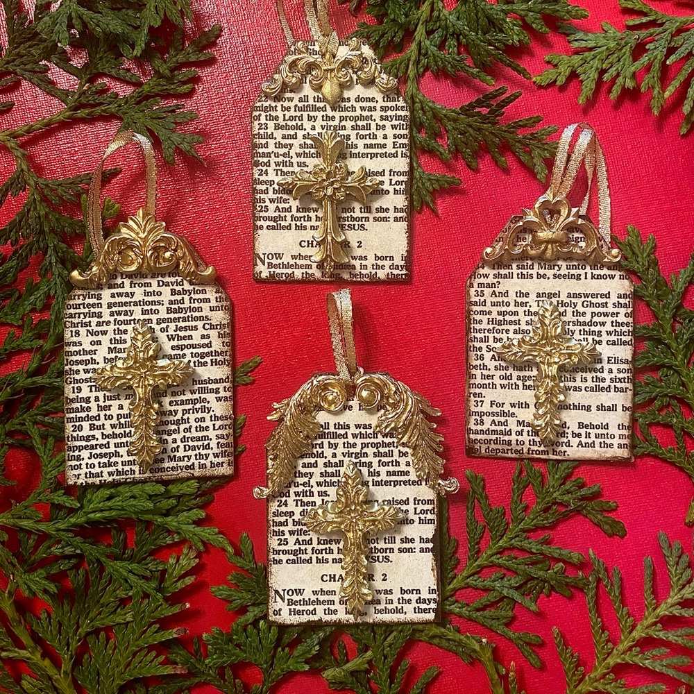 Handmade designer vintage inspired Christmas ornament/gift tag